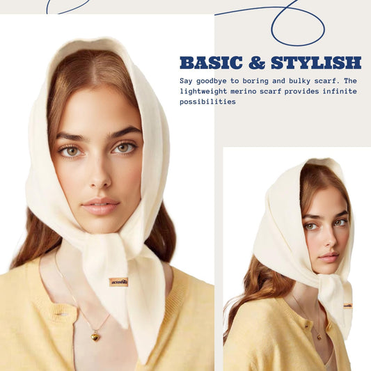 ACUSHLA 100% Merino Wool Triangle Scarf for Women Winter Knit Neck Warmer