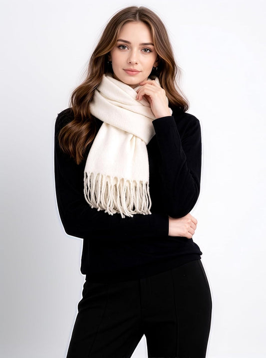 Achillea Warm Cashmere-Feel Winter Scarf for Women, Soft Thick Oversized Shawl Wrap with Fringe for Cold Weather