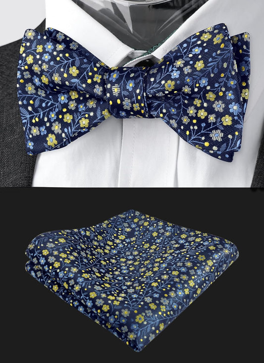 Alizeal Mens 2pcs Floral Pattern Bow Tie Set