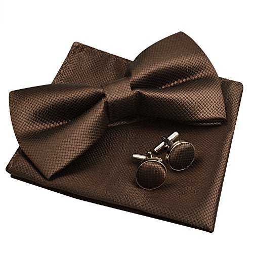 Alizeal Mens Solid Color Formal Banded Bow Tie Set
