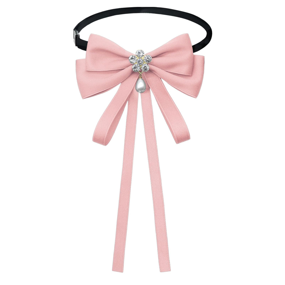 LJBFNN Womens Bow Tie, Clip on Bow Ties for Women Pre Tied Bowtie Ribbon Rhinestone Neck Ties for Shirt Uniform Wedding