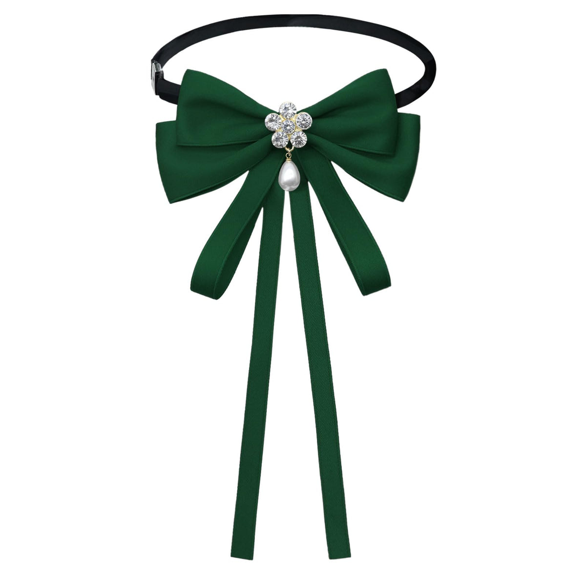 LJBFNN Womens Bow Tie, Clip on Bow Ties for Women Pre Tied Bowtie Ribbon Rhinestone Neck Ties for Shirt Uniform Wedding