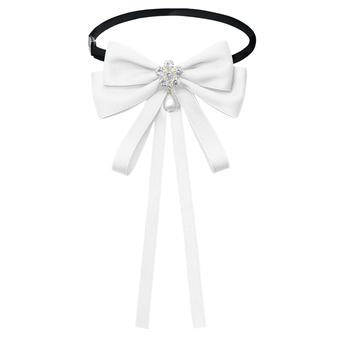 LJBFNN Womens Bow Tie, Clip on Bow Ties for Women Pre Tied Bowtie Ribbon Rhinestone Neck Ties for Shirt Uniform Wedding