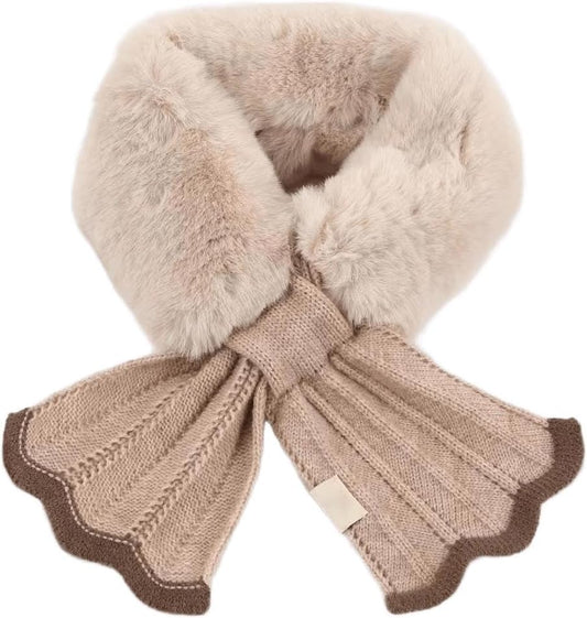 Winter Fluffy Fur Colla Scarf for Women Warm Neck Shrug Soft Plush Scarf