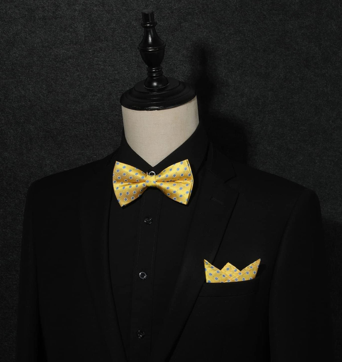 HISDERN Bow Ties for Men 3pcs Mixed Self-Tie Bow tie and Pocket Square Set Classic Formal Tuxedo Wedding & Party Bowtie