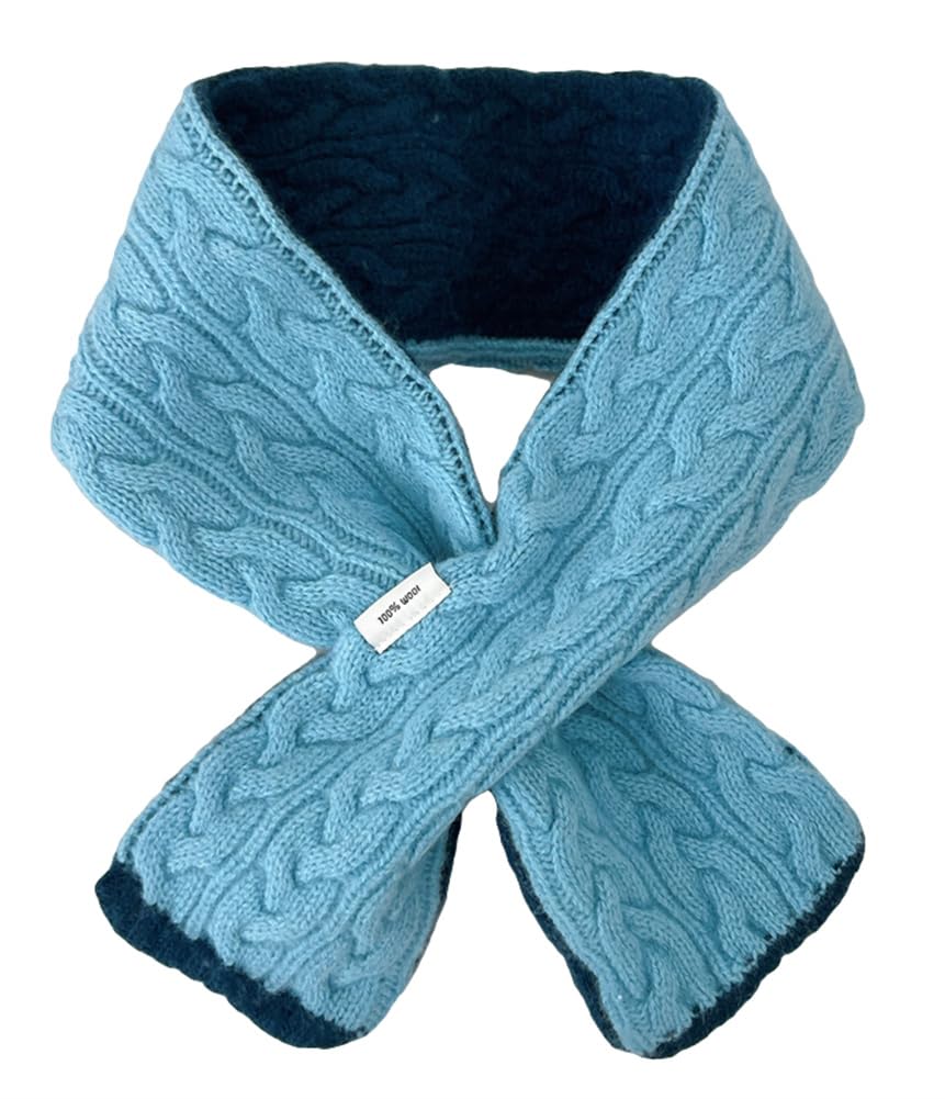 Short Winter Scarf for Women Soft Cable Knit Color Block Scarf Neck Warmer Lightweight Cozy Fashion Scarves Gifts