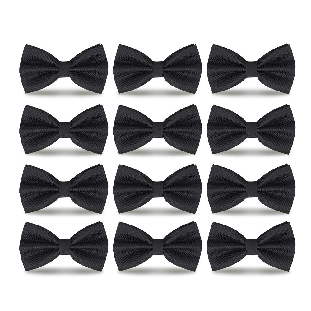 Men's Bowties Formal Satin Solid - 6/12 Pack Bow Ties Pre-tied Adjustable Ties for Men Many Colors Option in bulk