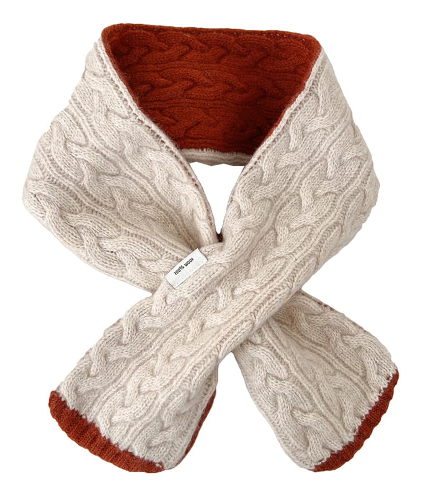 Short Winter Scarf for Women Soft Cable Knit Color Block Scarf Neck Warmer Lightweight Cozy Fashion Scarves Gifts