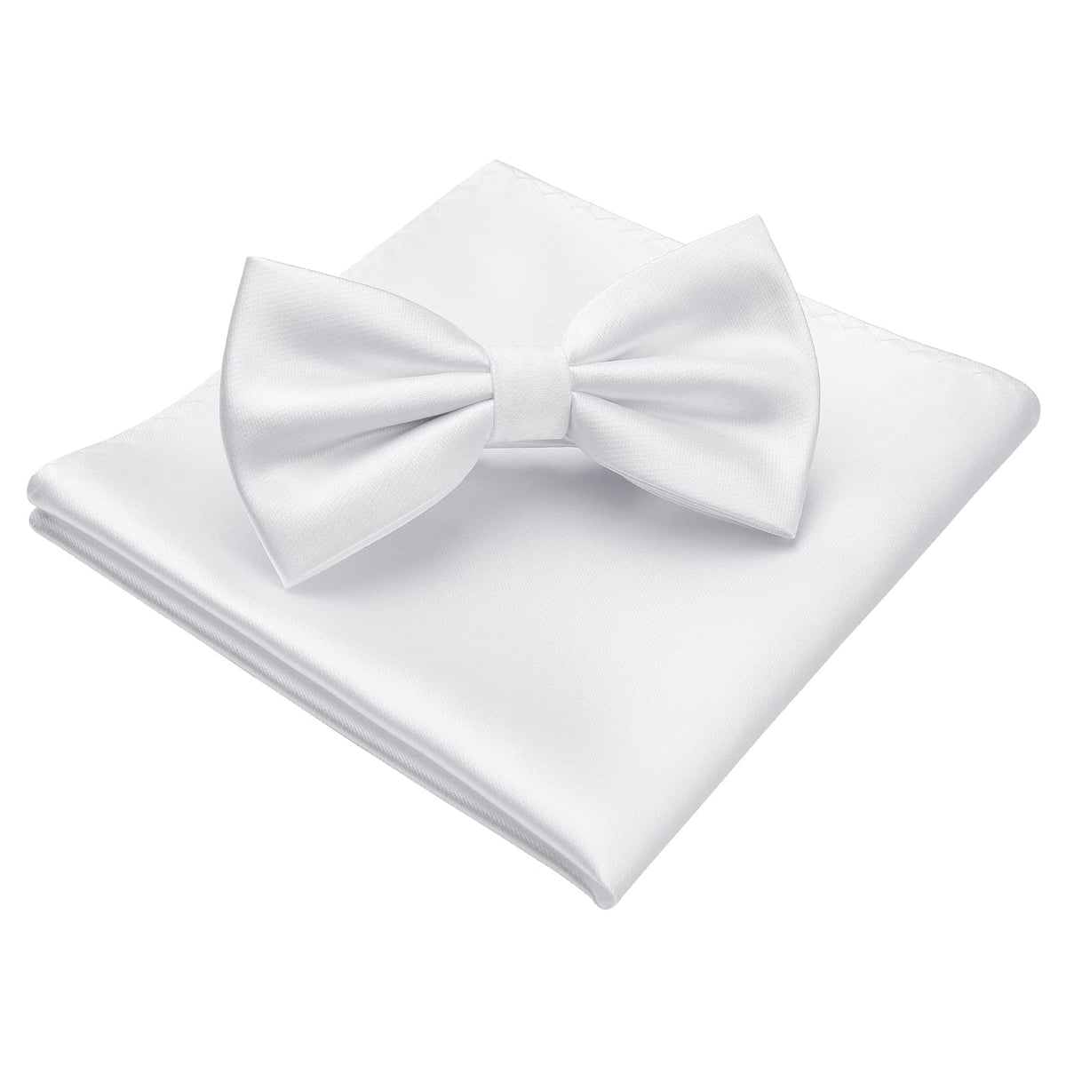 HISDERN Bow Ties for Men Solid Color Pre-Tie Bow Tie and Pocket Square Set Classic Formal Tuxedo Bowties for Wedding Party