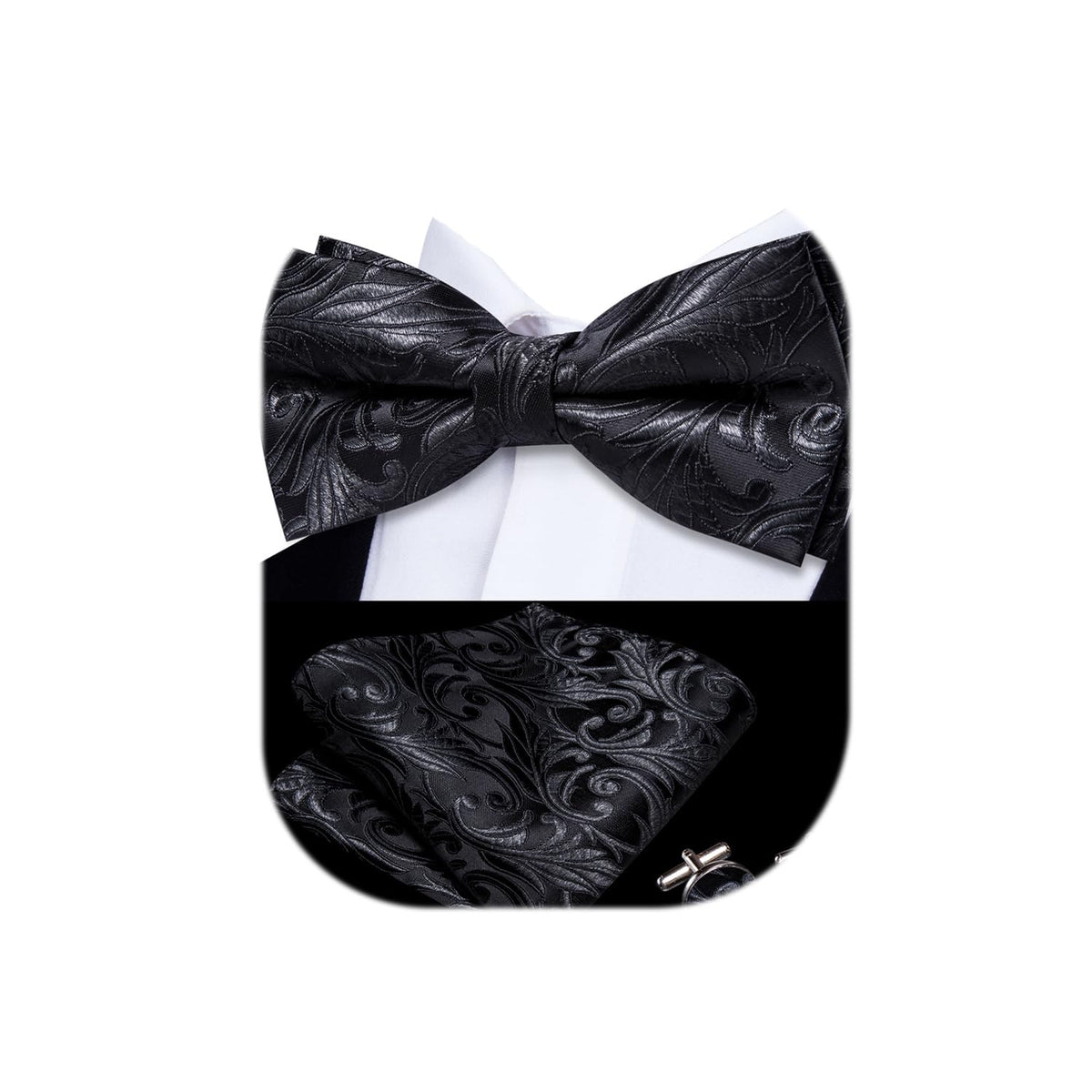 Dubulle Mens Paisley Striped Bowtie Set Pre-tied Bowtie for Men and Pocket Square Set Wedding Business