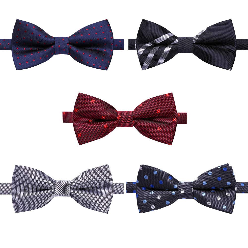 AUSKY 8 PACKS Elegant Adjustable Pre-tied Bow Ties for Men Boys (1&4&5&6&8 Pack for option)