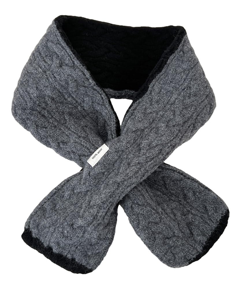 Short Winter Scarf for Women Soft Cable Knit Color Block Scarf Neck Warmer Lightweight Cozy Fashion Scarves Gifts