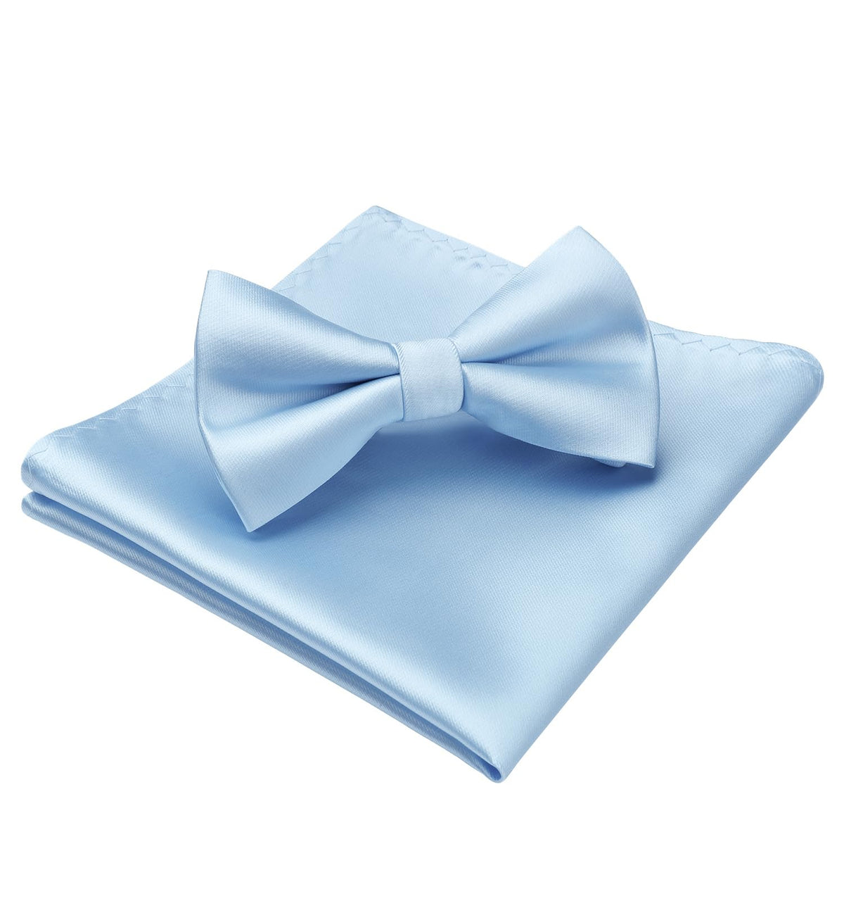 HISDERN Bow Ties for Men Solid Color Pre-Tie Bow Tie and Pocket Square Set Classic Formal Tuxedo Bowties for Wedding Party