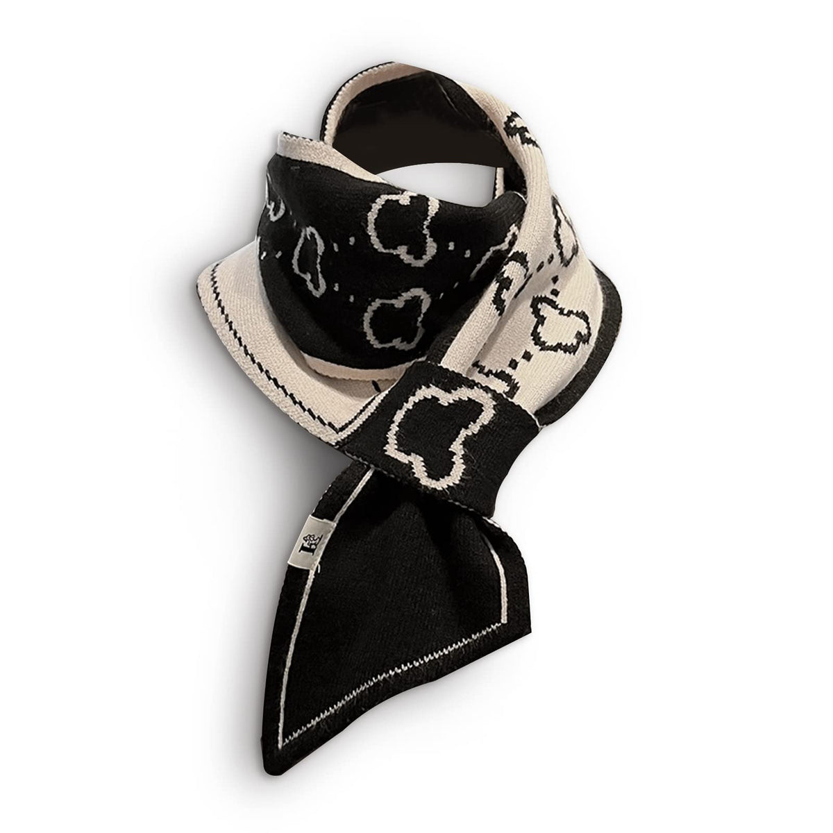 LumiSyne Skinny Knitted Scarf Women Winter Pull-Through Design Plaid Letter Pattern Narrow Long Neckerchief Warm Collar Scarf