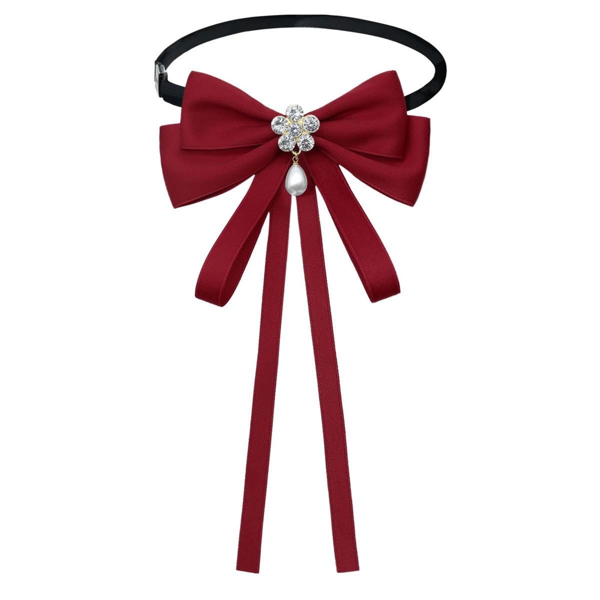 LJBFNN Womens Bow Tie, Clip on Bow Ties for Women Pre Tied Bowtie Ribbon Rhinestone Neck Ties for Shirt Uniform Wedding