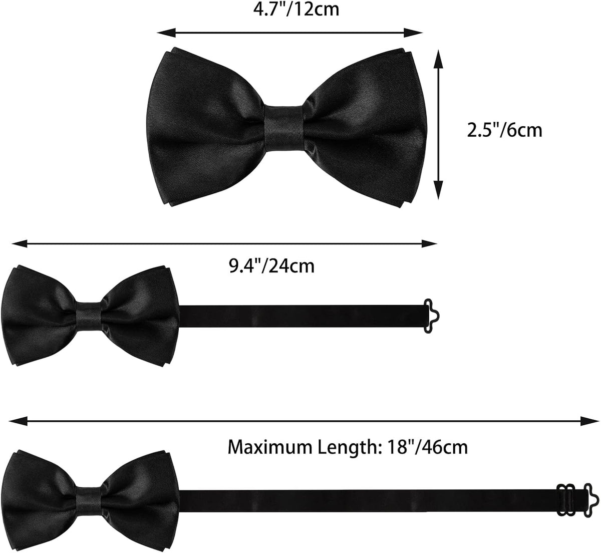 Unoutur bow ties for men, Pre-tied Men's Bow Ties Adjustable Satin Bow Tie for any Age