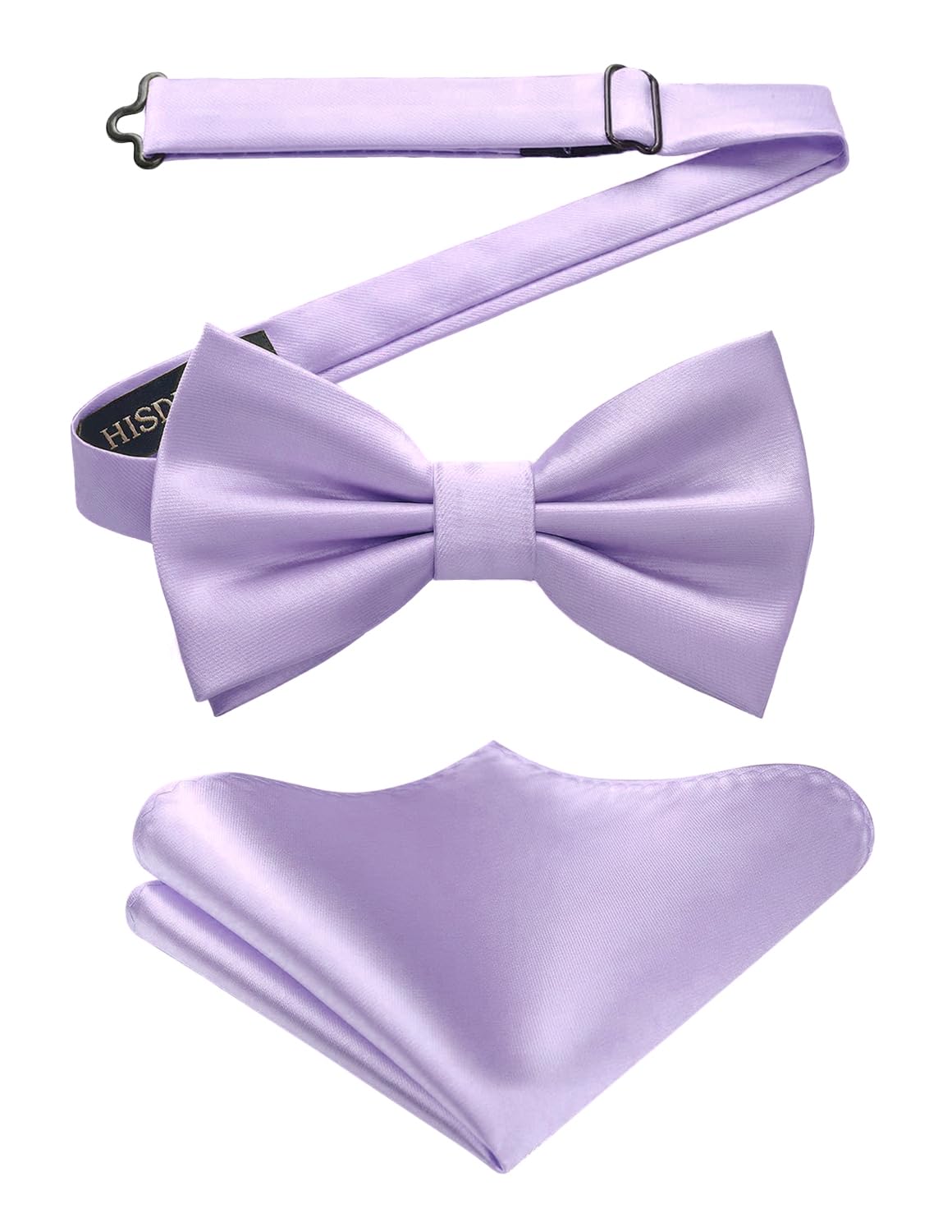 HISDERN Bow Ties for Men Solid Color Pre-Tie Bow Tie and Pocket Square Set Classic Formal Tuxedo Bowties for Wedding Party