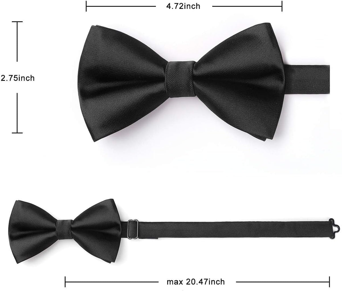 HISDERN Bow Ties for Men Solid Color Pre-Tie Bow Tie and Pocket Square Set Classic Formal Tuxedo Bowties for Wedding Party