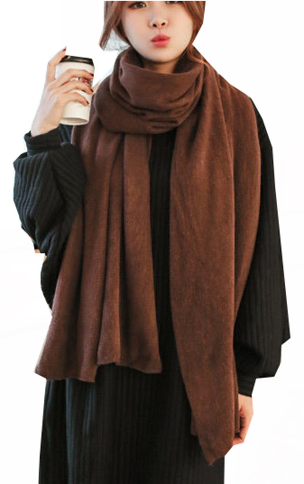 Wander Agio Womens Warm Winter Infinity Scarves Set Blanket Scarf Pure Color
