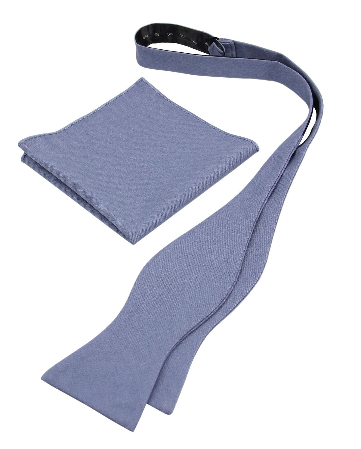 Mens Solid Linen Self Tie Bow Ties and Pocket Square Set - Butterfly Bowtie - Wedding