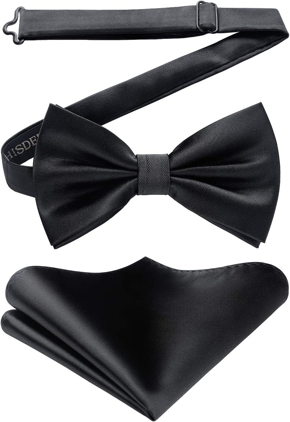 HISDERN Bow Ties for Men Solid Color Pre-Tie Bow Tie and Pocket Square Set Classic Formal Tuxedo Bowties for Wedding Party