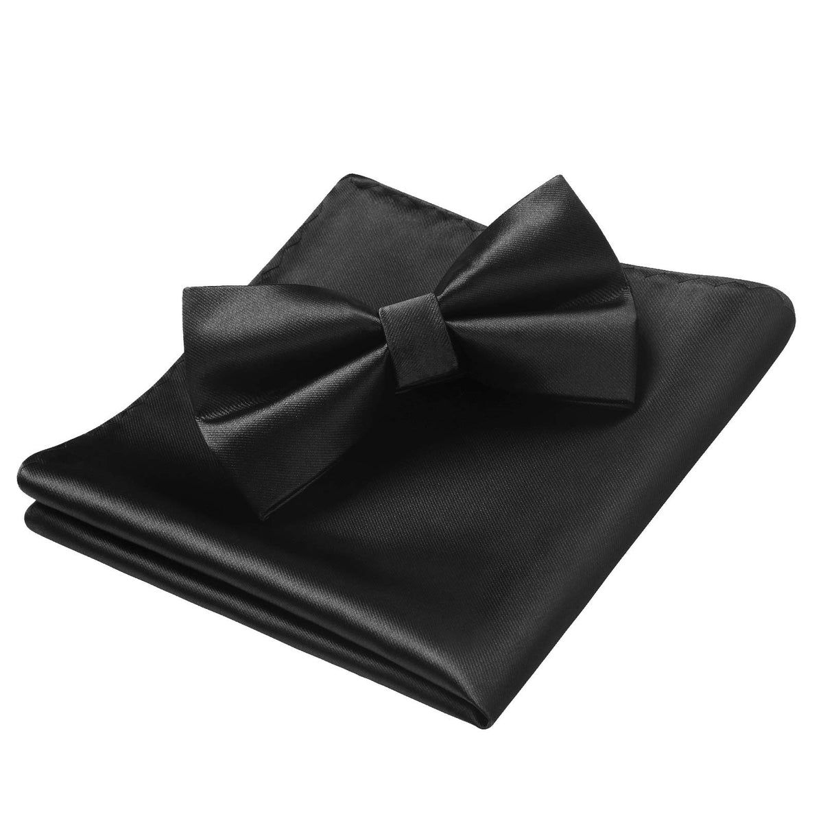 HISDERN Bow Ties for Men Solid Color Pre-Tie Bow Tie and Pocket Square Set Classic Formal Tuxedo Bowties for Wedding Party