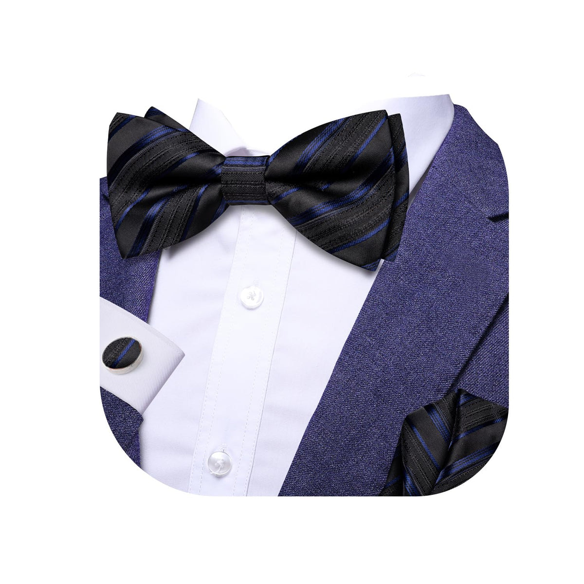 Dubulle Mens Paisley Striped Bowtie Set Pre-tied Bowtie for Men and Pocket Square Set Wedding Business