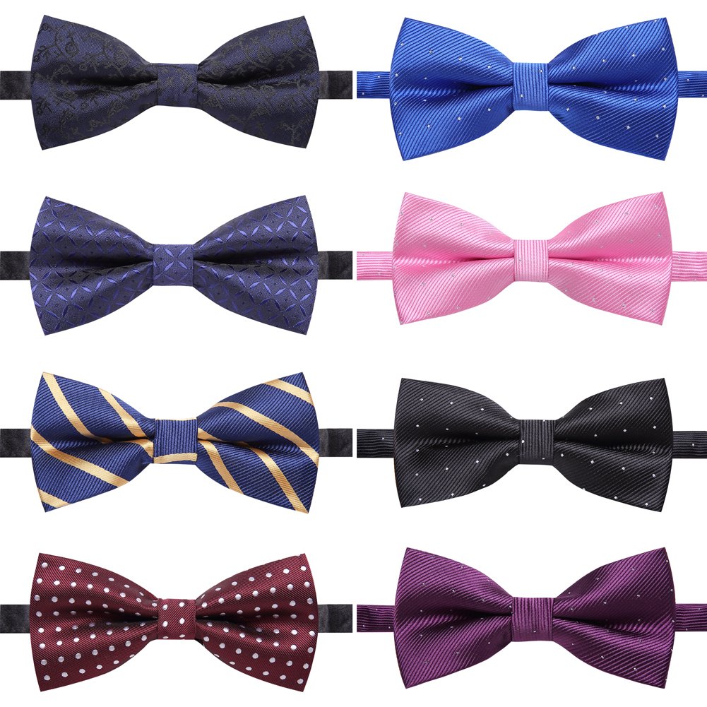 AUSKY 8 PACKS Elegant Adjustable Pre-tied Bow Ties for Men Boys (1&4&5&6&8 Pack for option)
