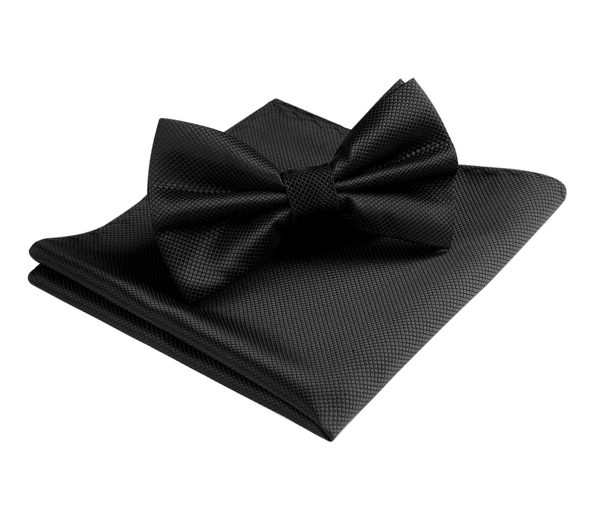 HISDERN Bow Ties for Men Solid Color Pre-Tie Bow Tie and Pocket Square Set Classic Formal Tuxedo Bowties for Wedding Party