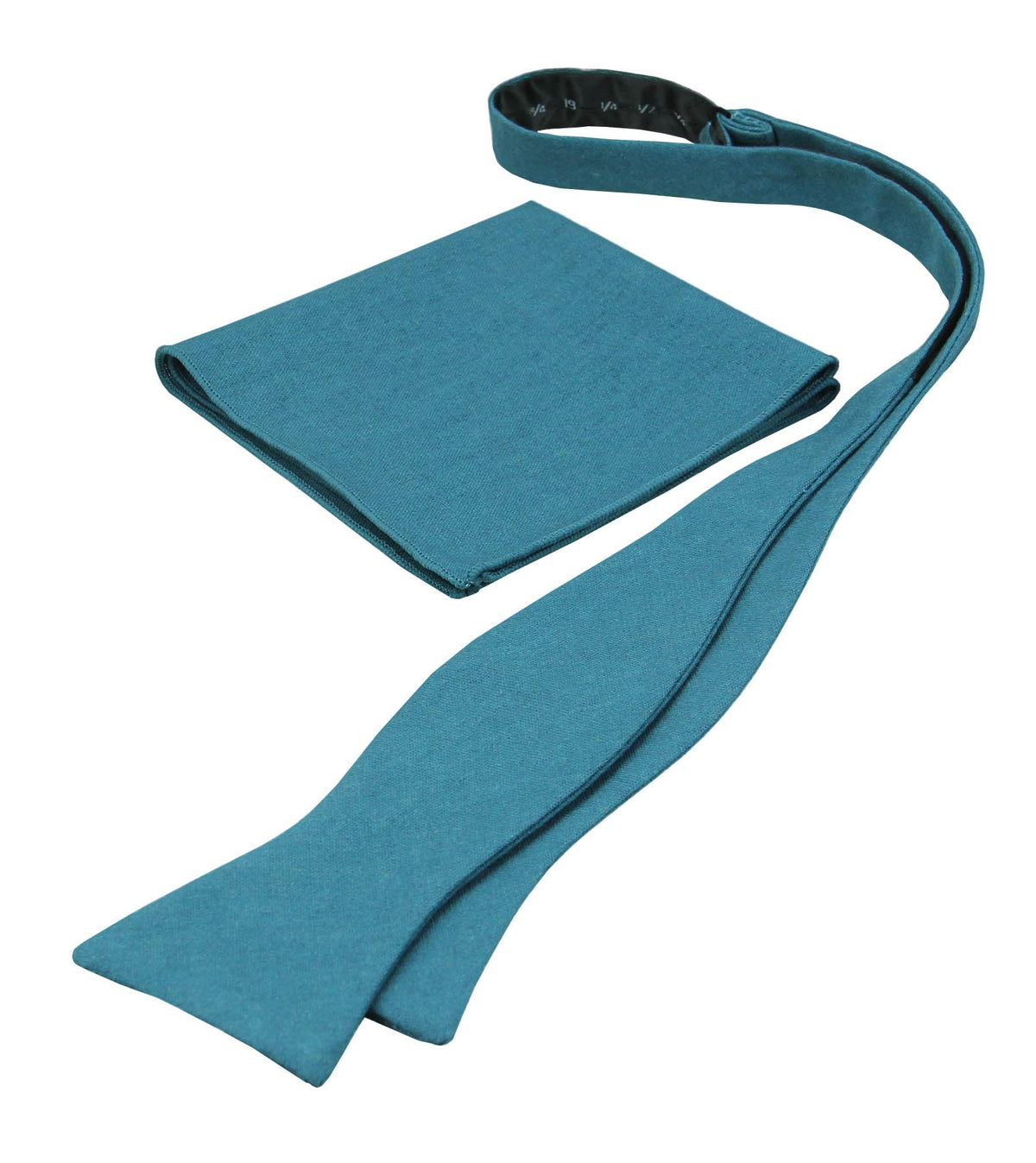 Mens Solid Linen Self Tie Bow Ties and Pocket Square Set - Butterfly Bowtie - Wedding