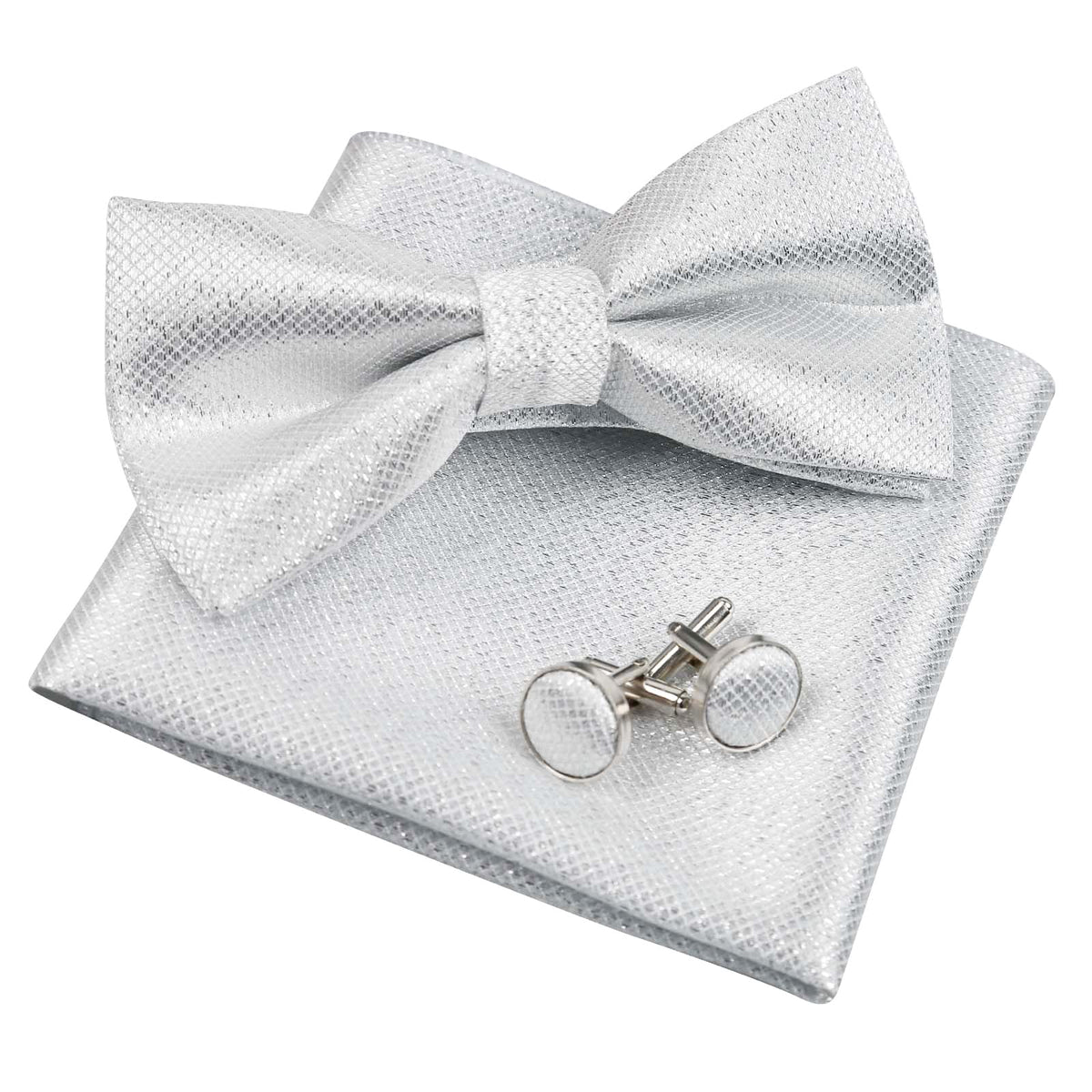 Alizeal Mens Solid Color Formal Banded Bow Tie Set