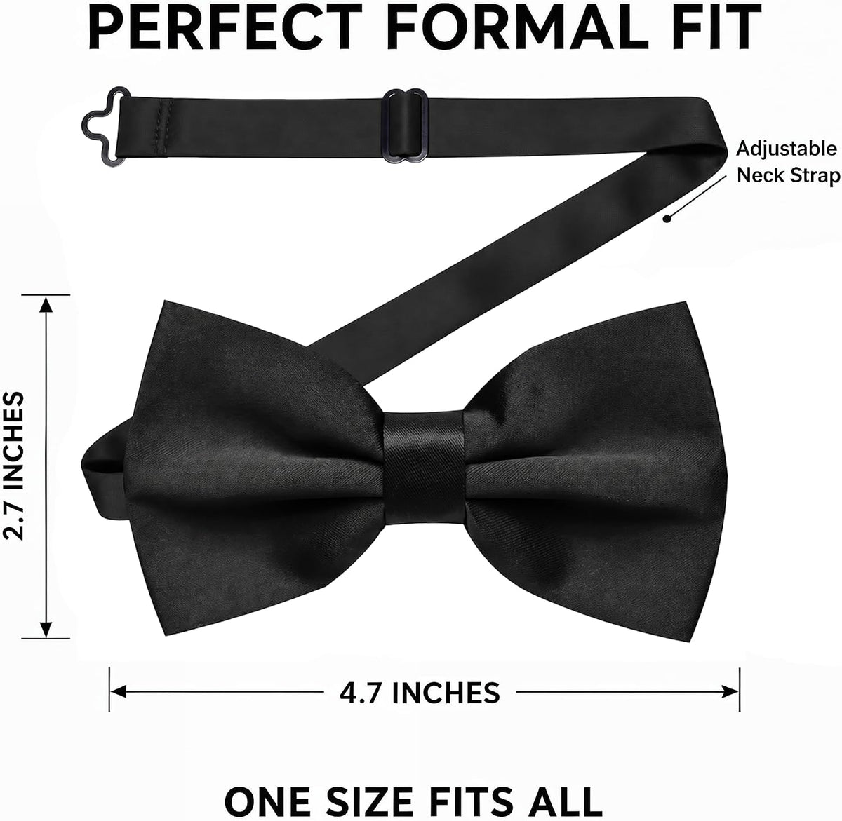 trilece Bow Ties for Men - Men's Solid Pretied Bowties for Formal Wear - Adjustable Bow Tie - Bow ties for Woman