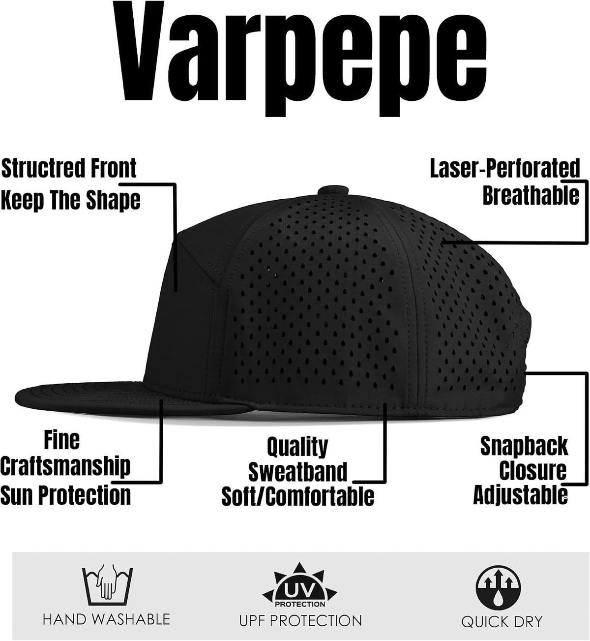 Performance Snapback Hats for Men Women,Flat Bill Cap,Golf,Running,Workout