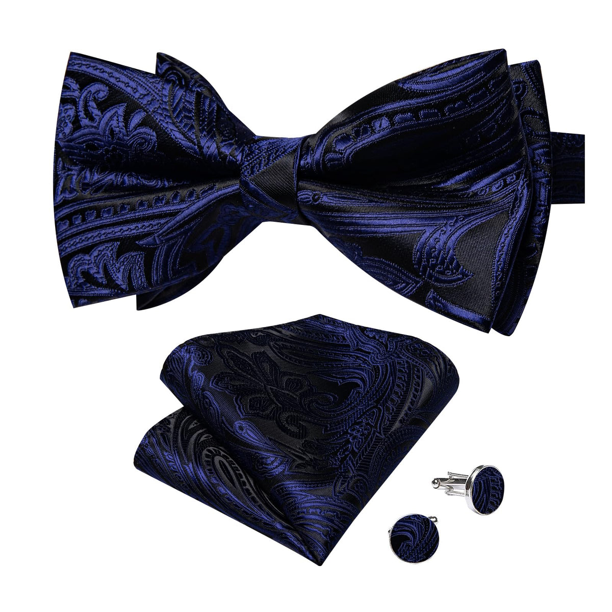 DiBanGu Silk Paisley Bow Tie for Men Formal Pre-tied Bowtie Set