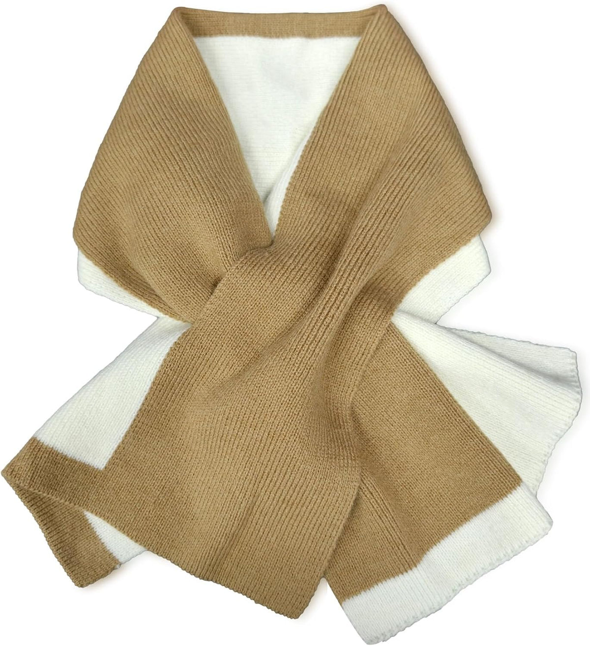 huablo Women’s Winter Knit Pull-Through Scarves, Lightweight Knitted Scarf, Color‑block Short Scarf, hiking scarves for Men