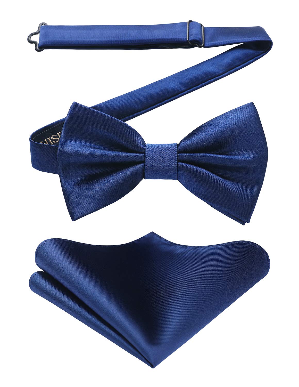 HISDERN Bow Ties for Men Solid Color Pre-Tie Bow Tie and Pocket Square Set Classic Formal Tuxedo Bowties for Wedding Party