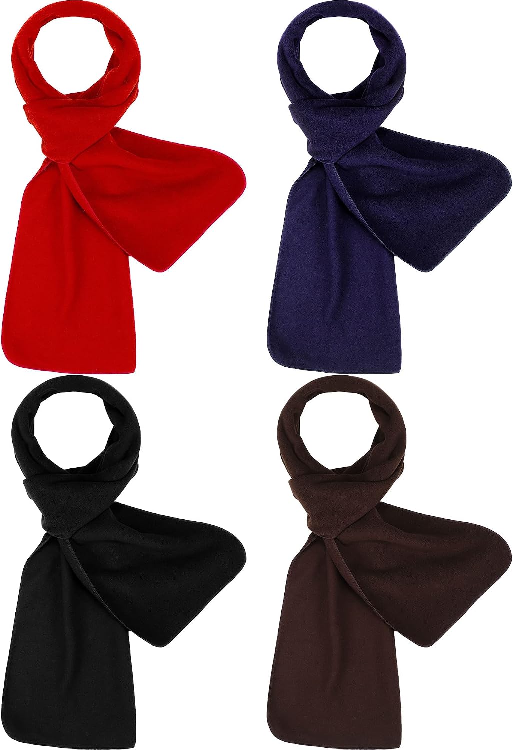 Handepo 4 Pcs Warm Winter Scarf Unisex Polyester Fleece Scarf Multi Color Cold Weather Neck Scarves for Men Women, 4 Colors