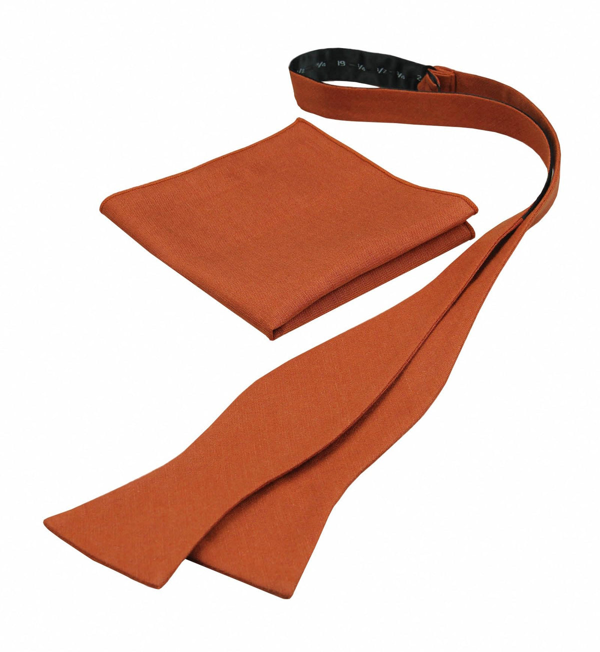 Mens Solid Linen Self Tie Bow Ties and Pocket Square Set - Butterfly Bowtie - Wedding