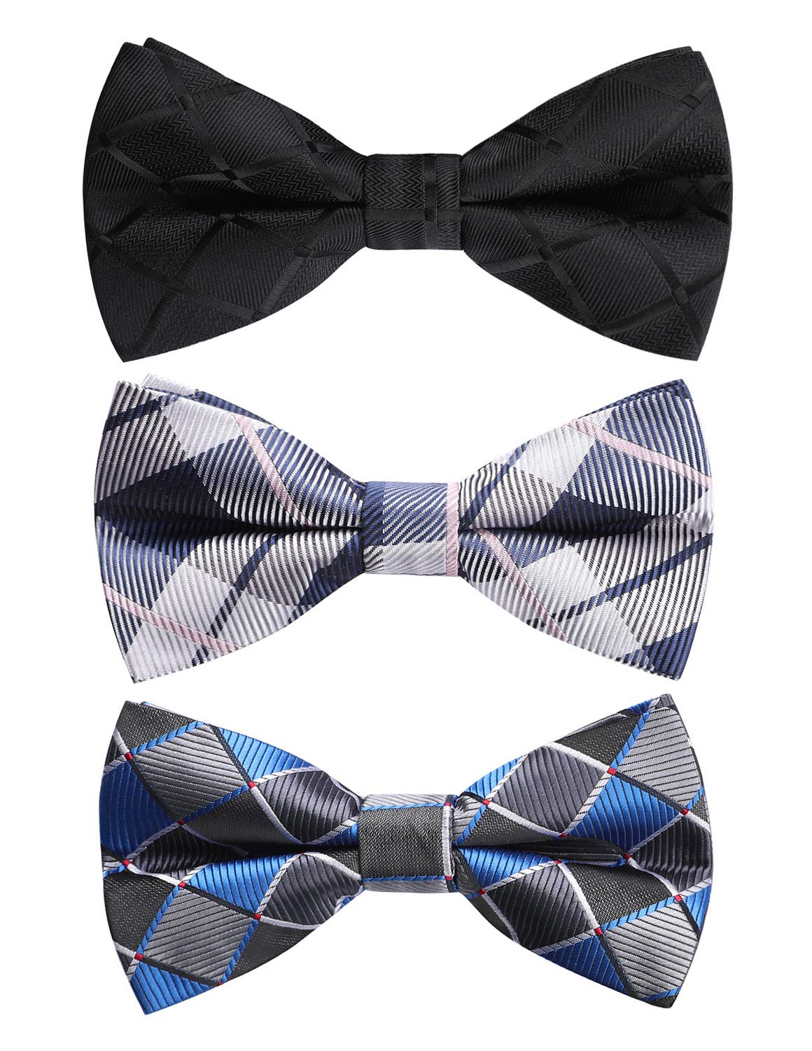 HISDERN 3/6 Pack Bow Tie Adjustable Paisley Plaid Dot Pre-Tie Bowties Classic Formal Bow Ties for Men Tuxedo Wedding