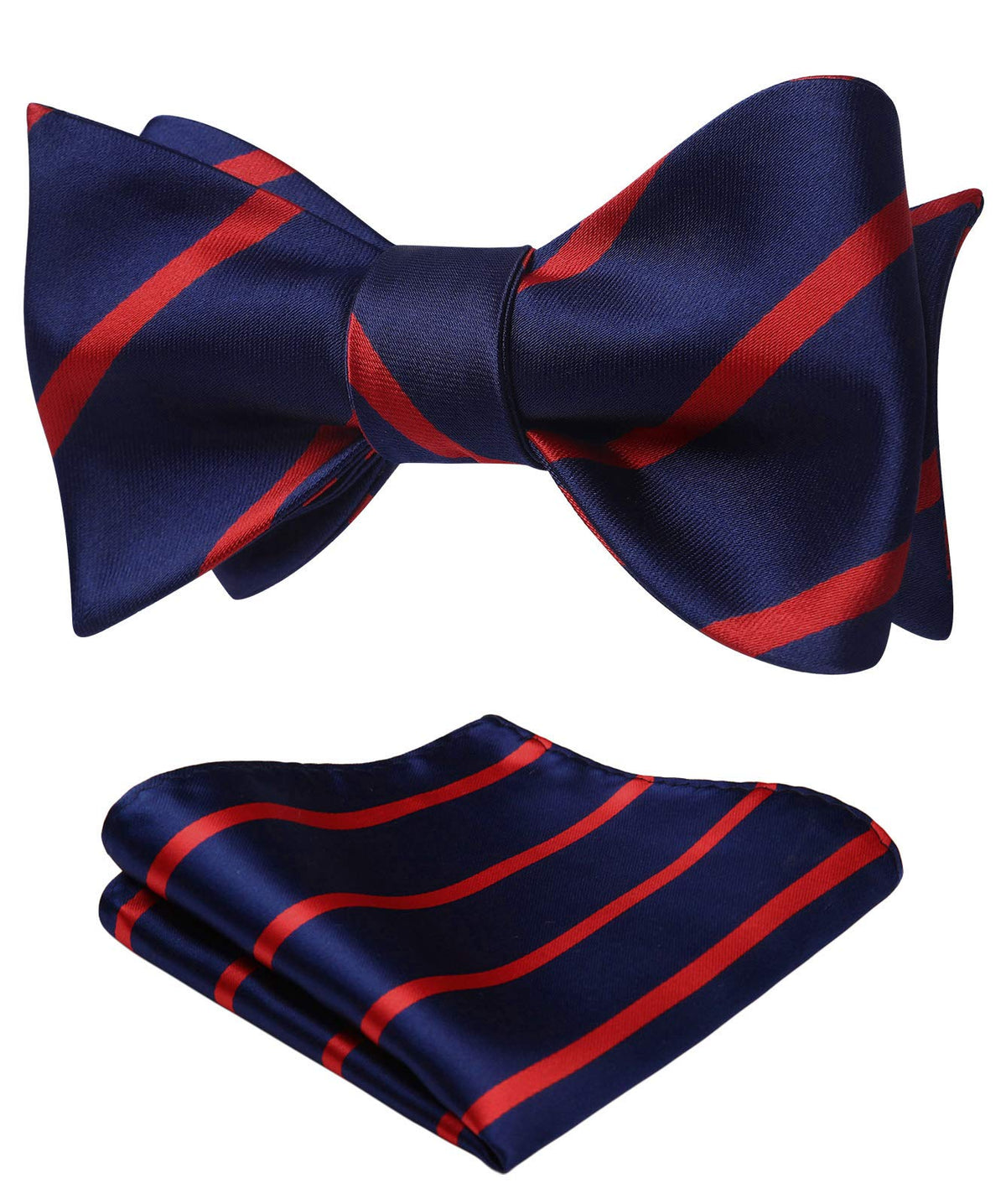 HISDERN Bow Ties for Men Striped Bowties Men's Self Tie Bowtie Handkerchief Formal Tuxedo Wedding Bowties and Pocket Square