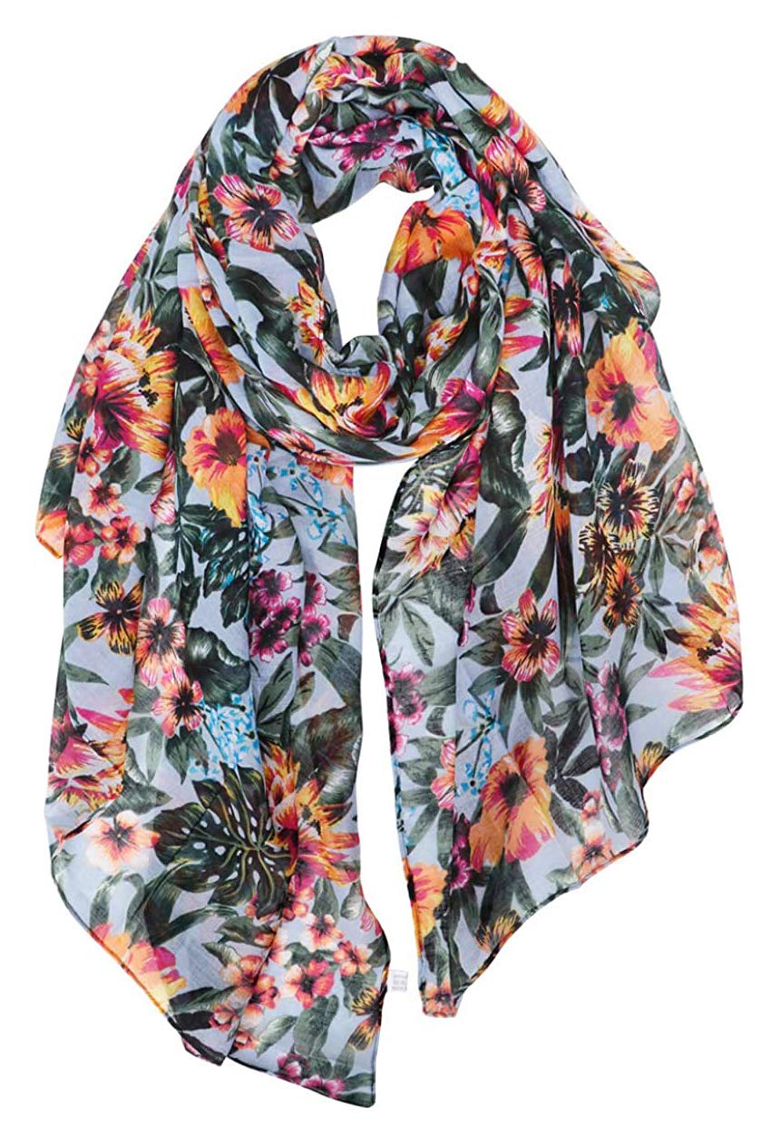 GERINLY Lightweight Scarves Fashion Print Cotton Feel Scarf for Women Shawl