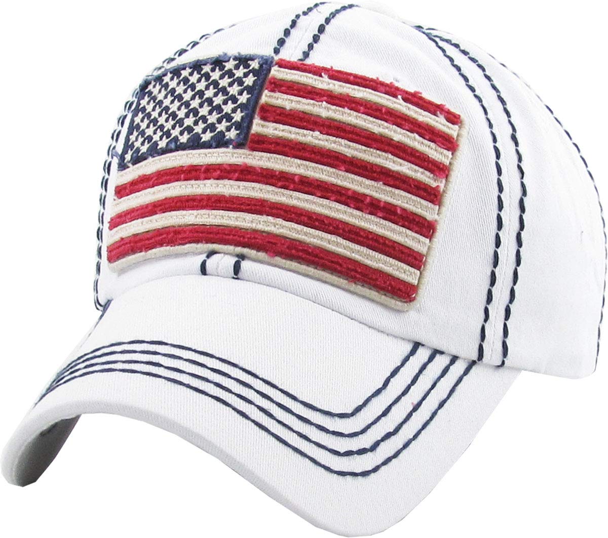 KBETHOS Flag USA America Military Thin Blue Line Thin Red Line Vintage Distressed Baseball Cap Dad Hat Unisex Adjustable…