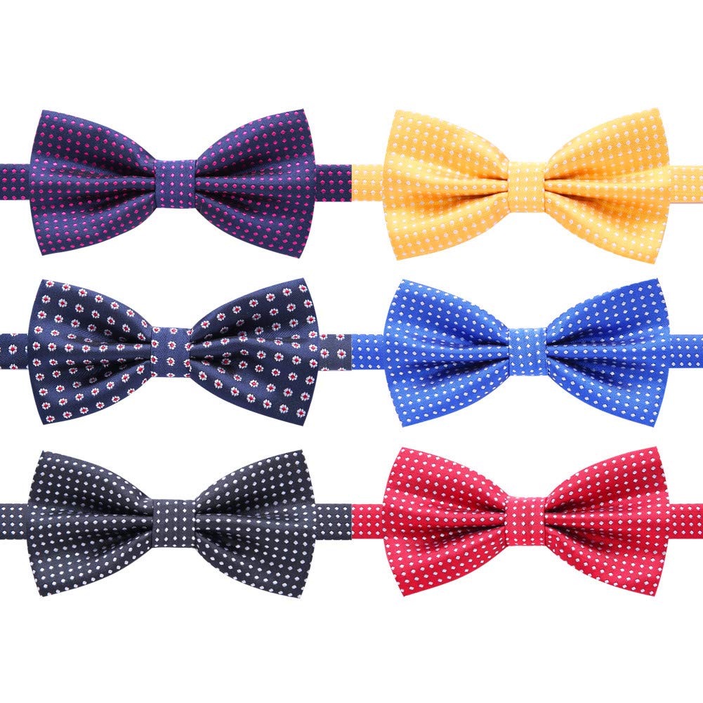 AUSKY 8 PACKS Elegant Adjustable Pre-tied Bow Ties for Men Boys (1&4&5&6&8 Pack for option)