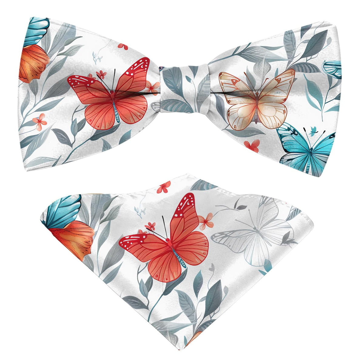 Bow Ties for Men Pocket Square Set Adjustable Pre-Tied Bowties Wedding Party Graduation Leisure Cute