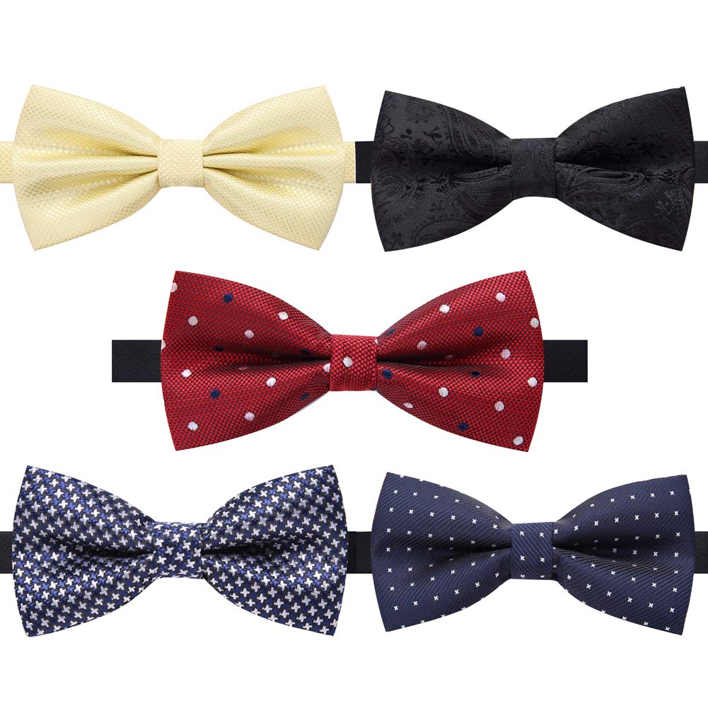 AUSKY 8 PACKS Elegant Adjustable Pre-tied Bow Ties for Men Boys (1&4&5&6&8 Pack for option)