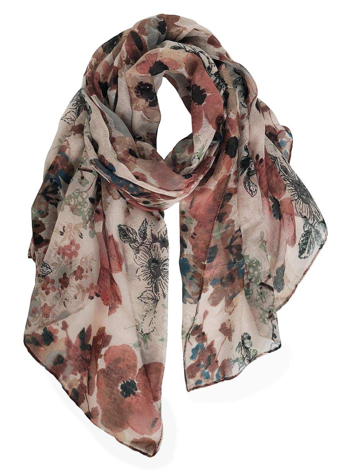 GERINLY Lightweight Scarves Fashion Print Cotton Feel Scarf for Women Shawl