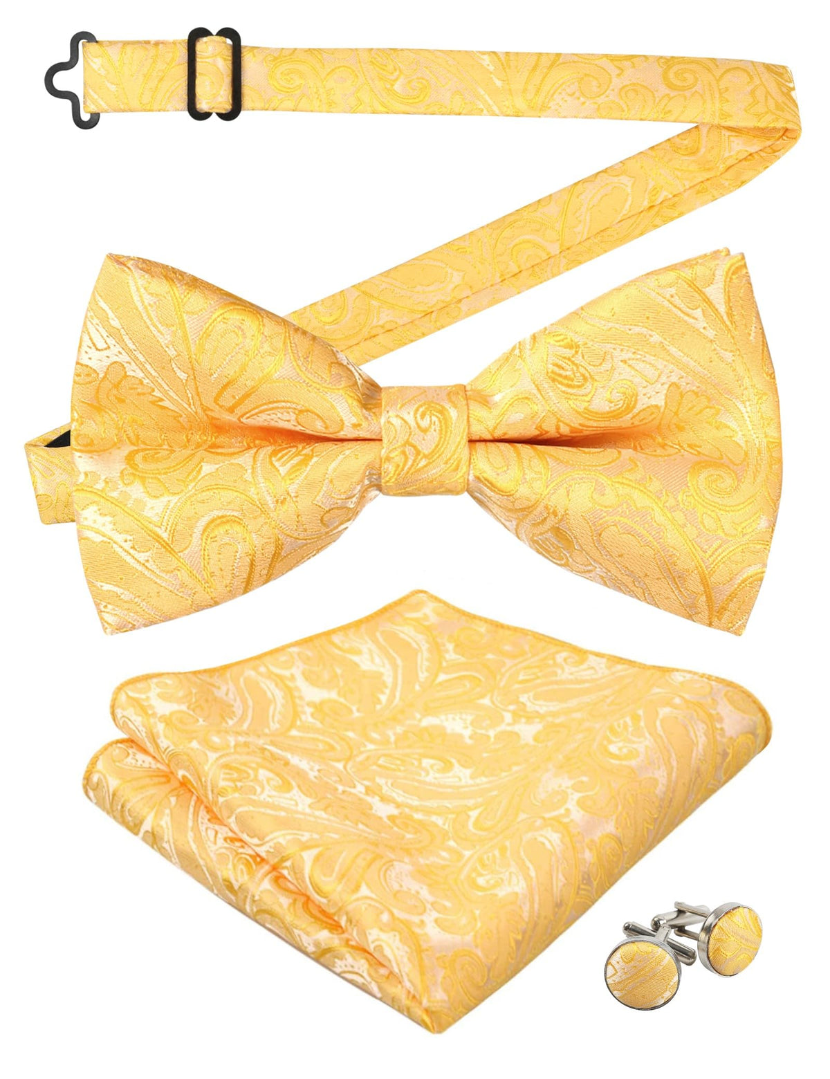 Alizeal Mens Paisley BowTie Hanky Cufflinks Set