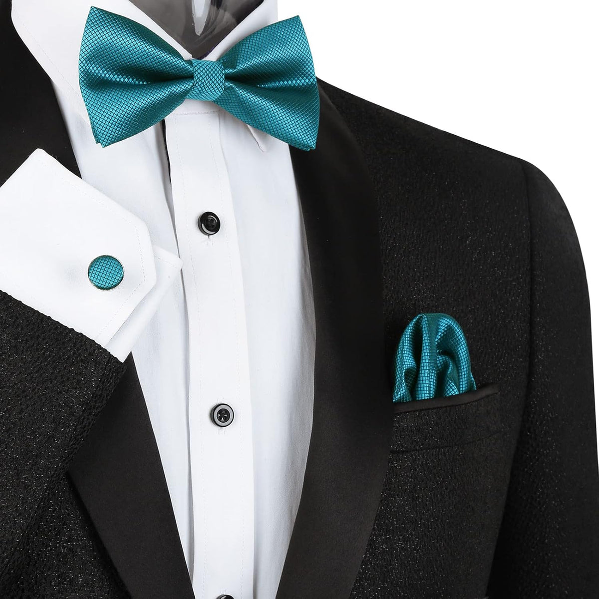 Alizeal Mens Solid Color Formal Banded Bow Tie Set