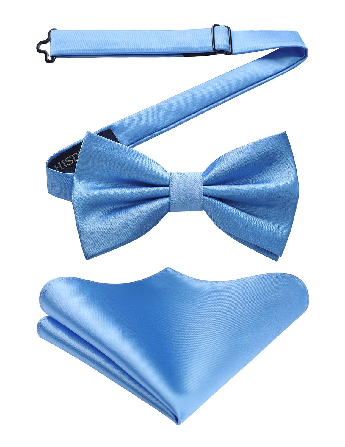 HISDERN Bow Ties for Men Solid Color Pre-Tie Bow Tie and Pocket Square Set Classic Formal Tuxedo Bowties for Wedding Party
