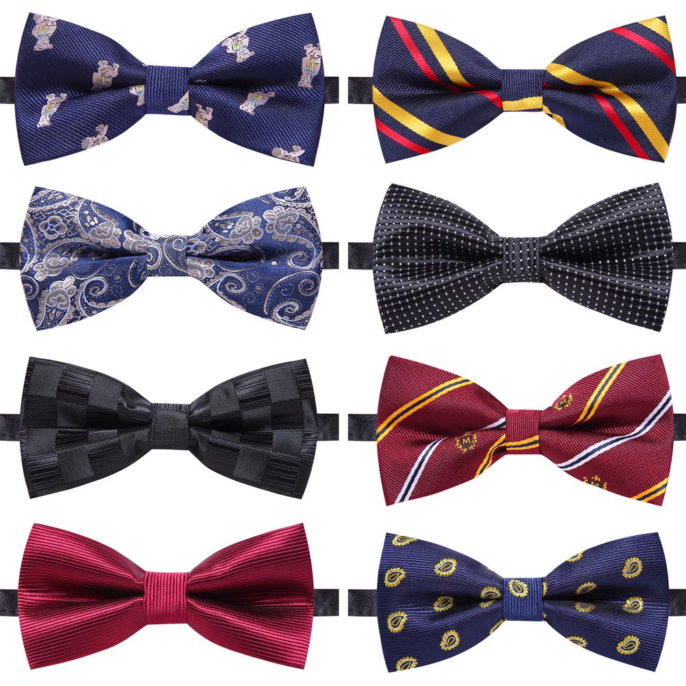 AUSKY 8 PACKS Elegant Adjustable Pre-tied Bow Ties for Men Boys (1&4&5&6&8 Pack for option)